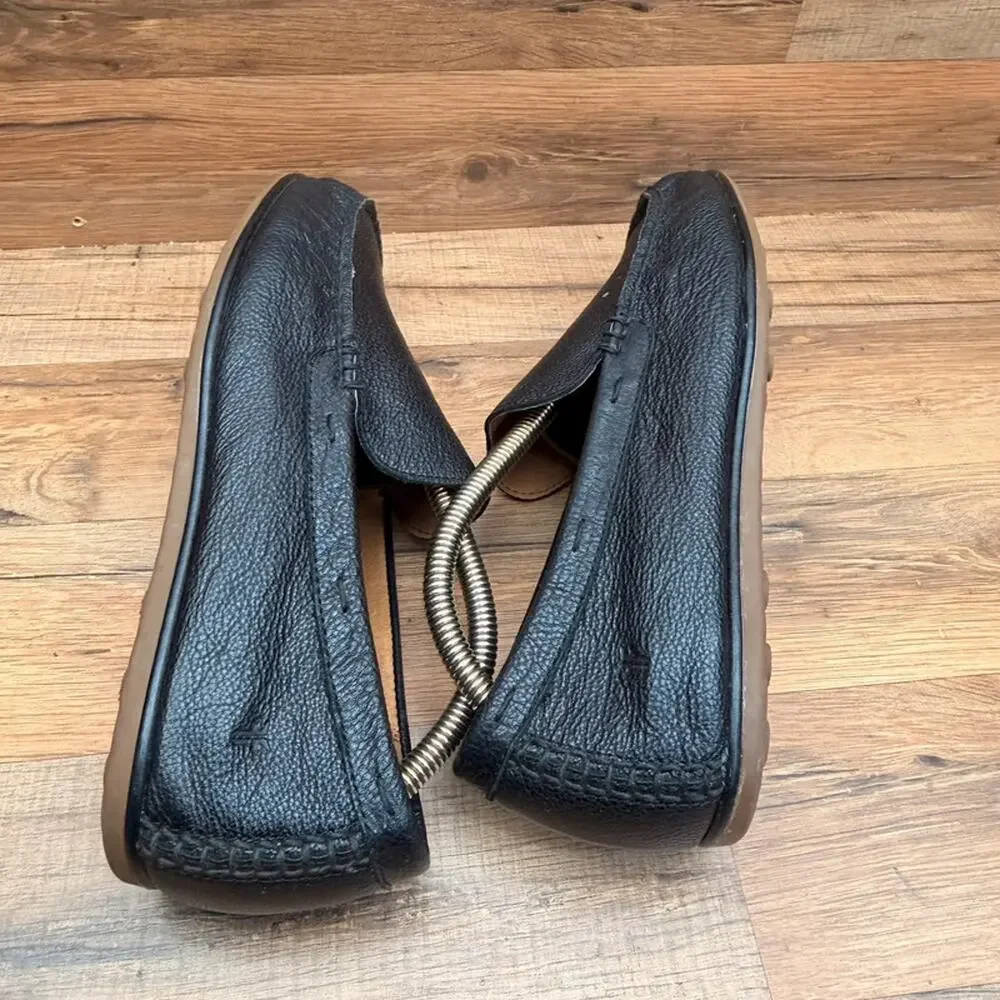 Fryer men size 10 Black leather Pebble Driving Loafers shoes